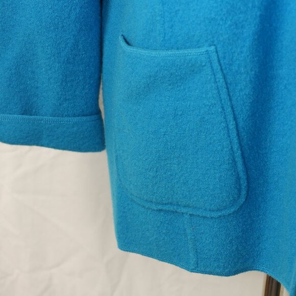 100% Merino Wool 3X Jacket with Pockets Shachet Button Front Cardigan Teal Blue - Picture 3 of 7